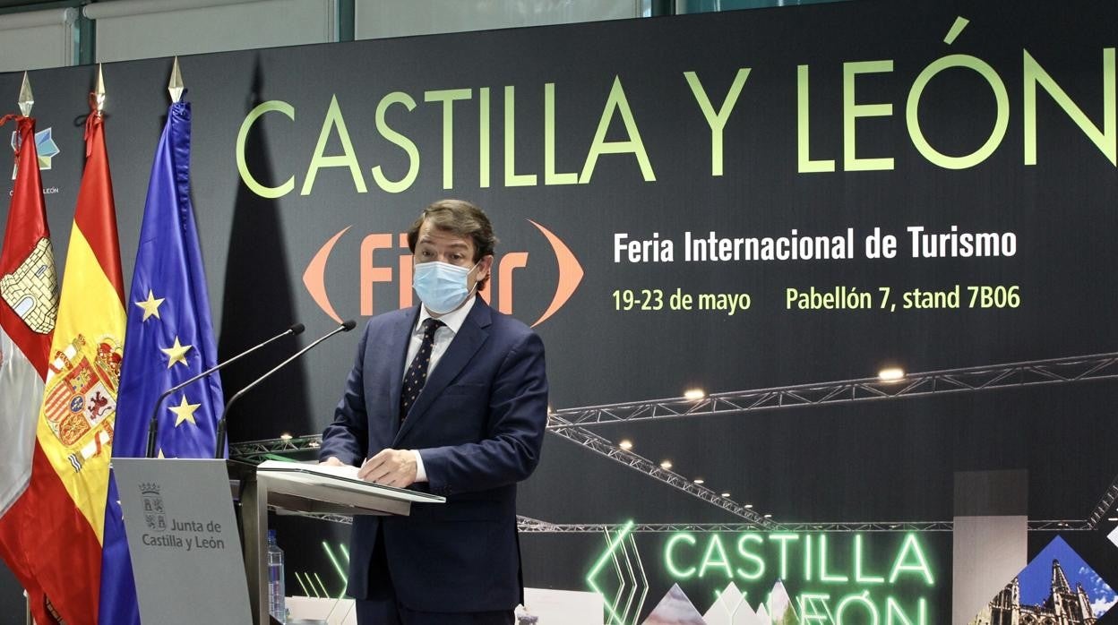 El presidente Alfonso Fernández Mañueco, durante su intervención en Fitur