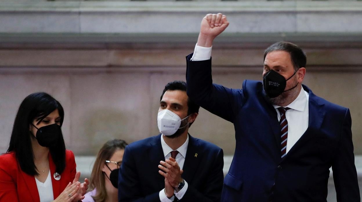 Oriol Junqueras acude a la investidura de Pere Aragonés