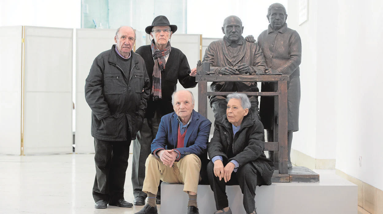 Los artistas Antonio, Francisco y Julio López e Isabel Quintanilla