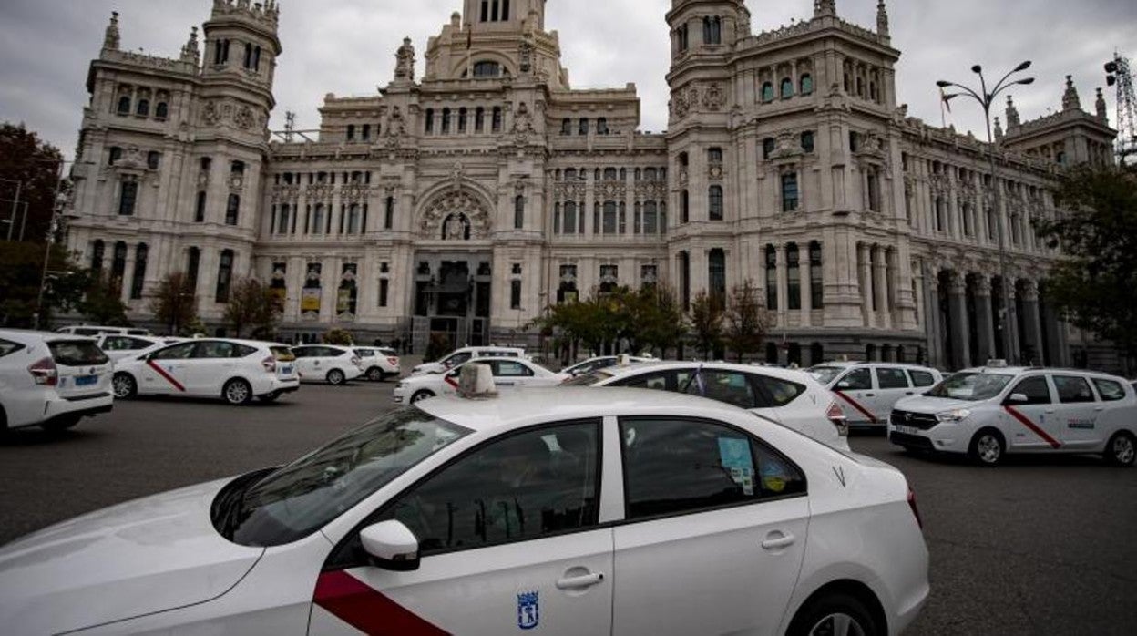 Taxistas de Madrid, en una reciente protesta