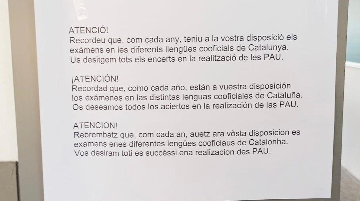 Cataluña vuele a señalar a los alumnos que piden la Selectividad en castellano pese a la orden del TSJC