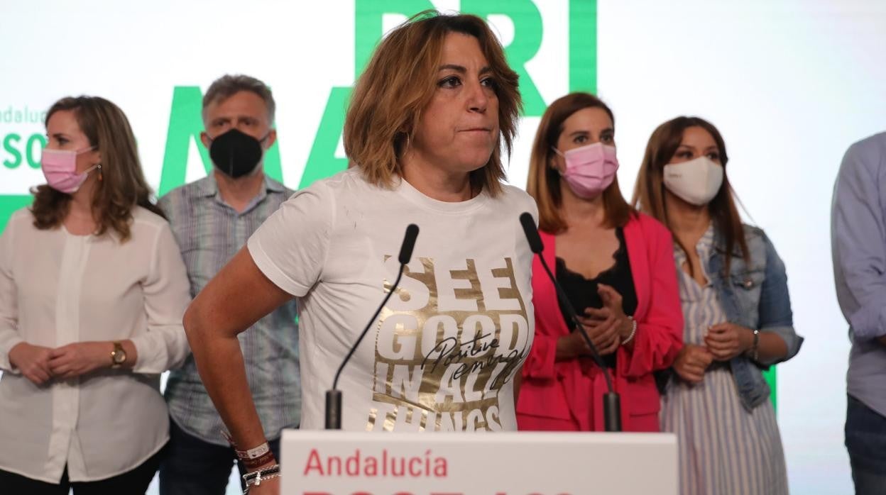 Susana Díaz, durante la votación de esta mañana