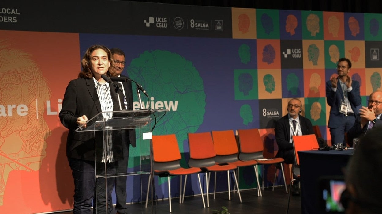 Colau, durante su intervención ante la ONU