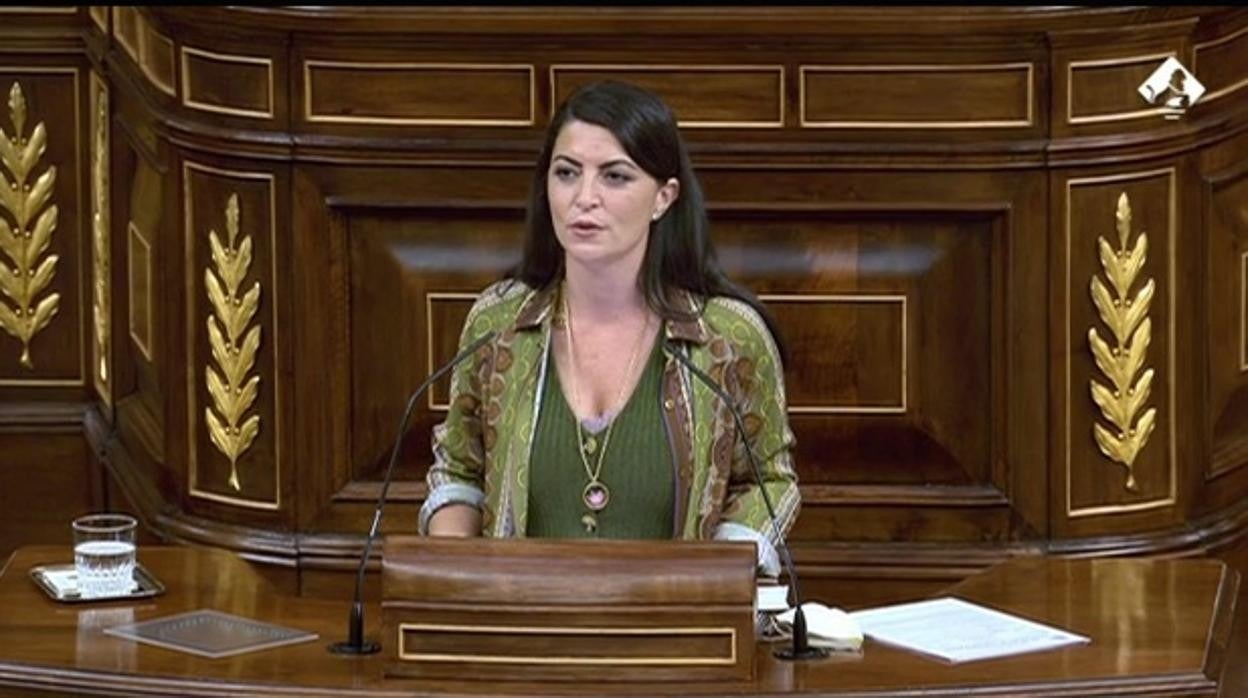 La diputada Macarena Olona, que ha defendido la proposición de Vox