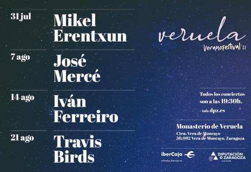 Mikel Erentxun, José Mercé, Iván Ferreiro y Travis Birds, en el festival Veruela Verano 2021