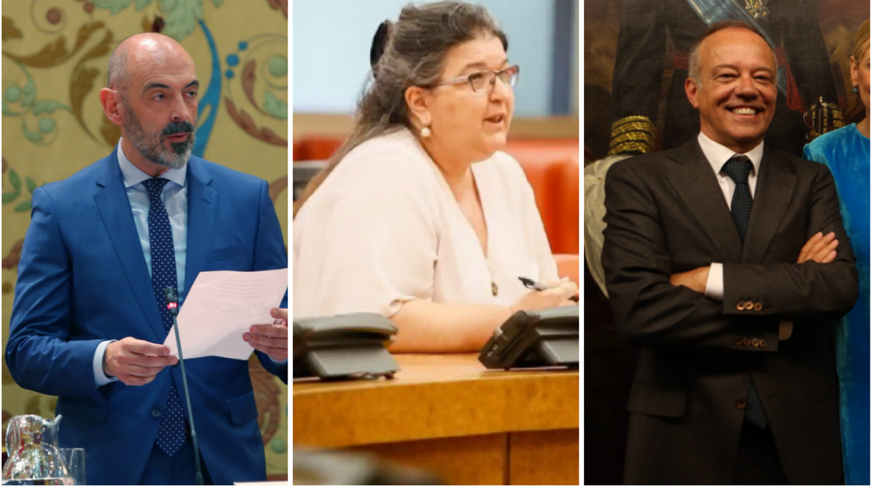 De izquierda a derecha, el rector de la UCM, Joaquín Goyache; la decana de Políticas y Sociología, Esther del Campo; y el decano de Derecho, Ricardo Alonso