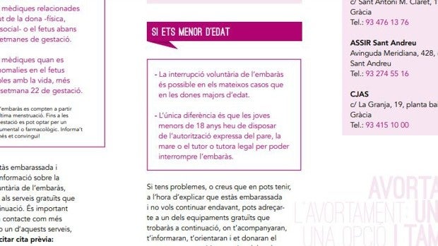 Campaña del Ayuntamiento de Barcelona para informar sobre el aborto a menores de edad