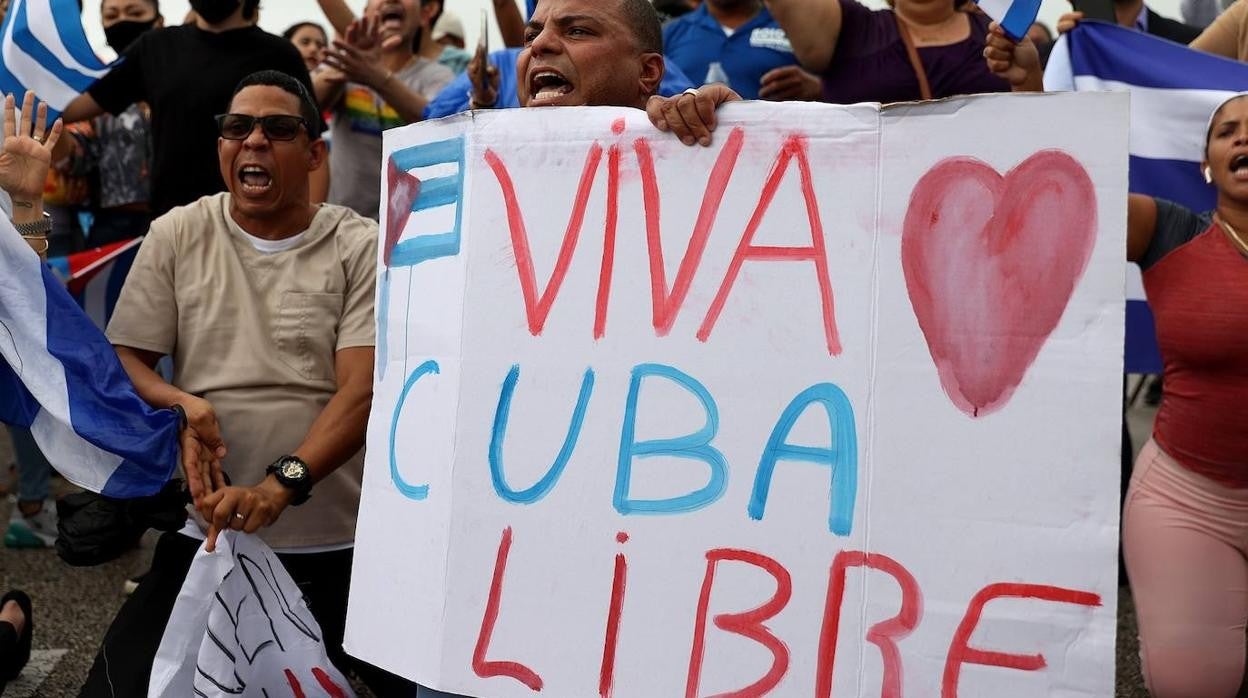 Protestas en contra del régimen cubano en Miami