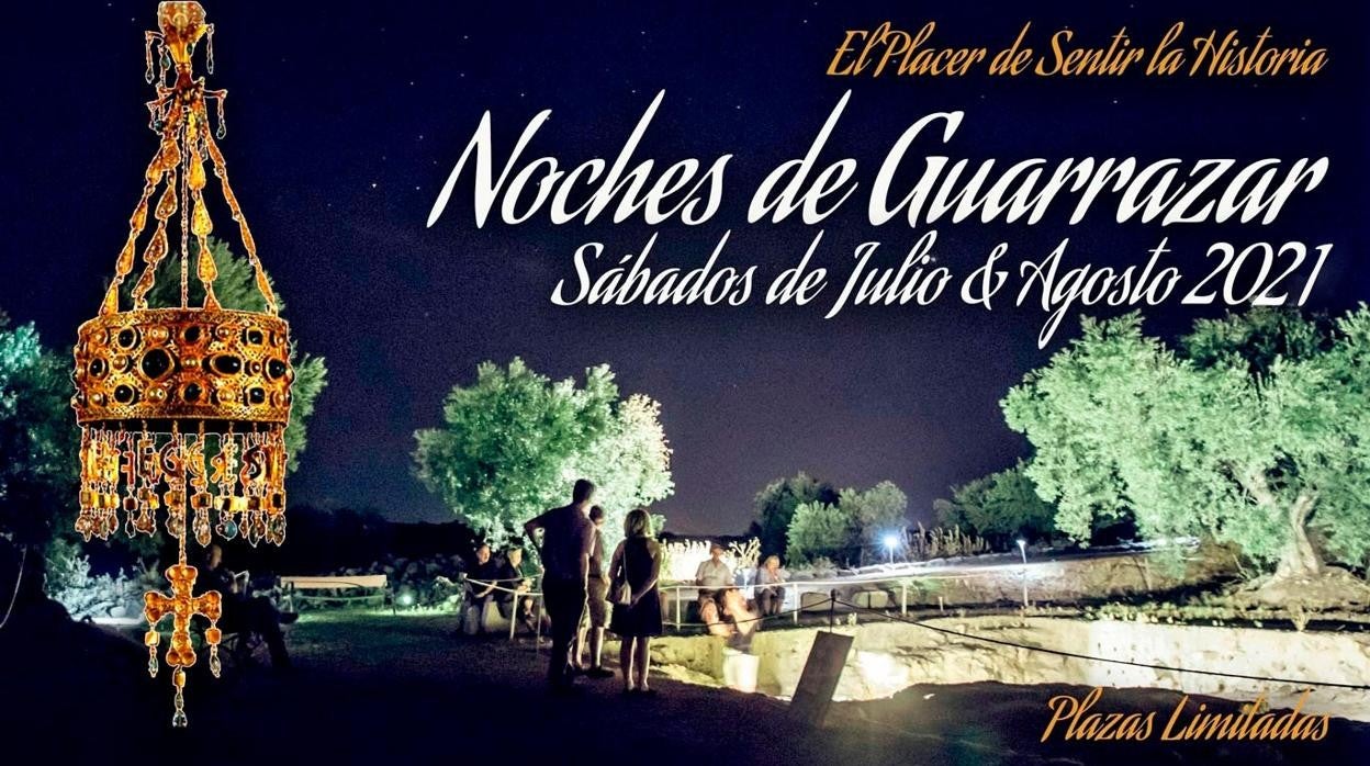 Cartel anunciador de las visitas nocturnas a Guarrazar