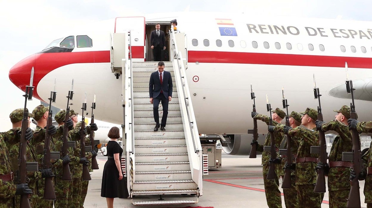 Llegada de Pedro Sánchez, el pasado 6 de julio a Estonia