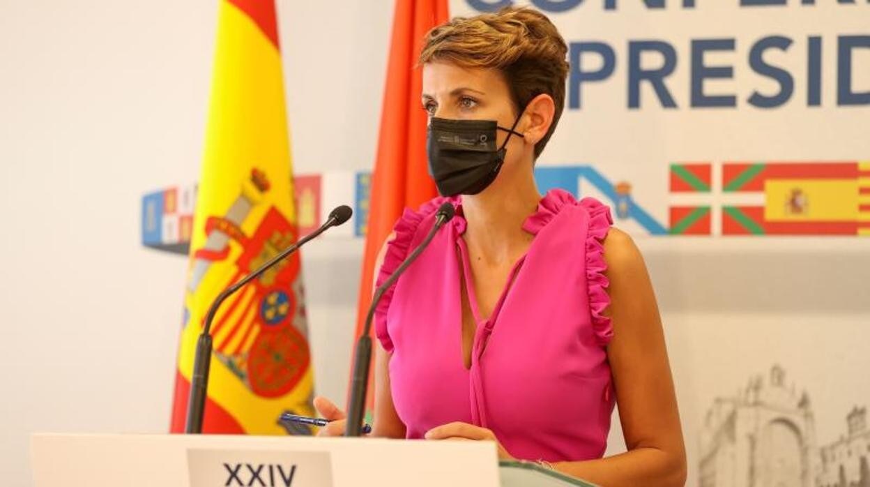 La presidenta del Gobierno de Navarra, María Chivite, tras la Conferencia de Presidentes.