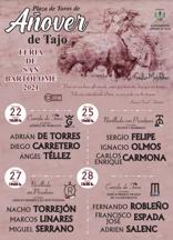 Carteles de la feria taurina de Añover de Tajo de 2021