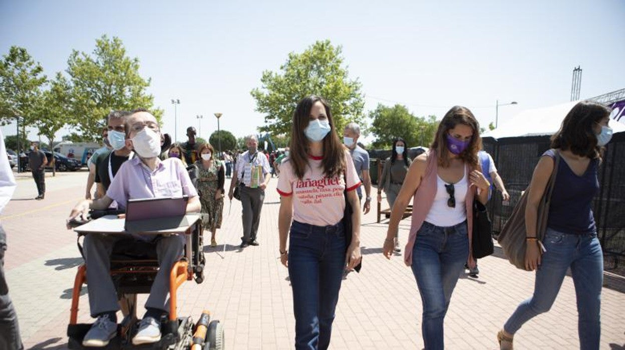 Los dirigentes de Podemos después de las primarias que eligieron a Ione Belarra nueva secretaria general del partido