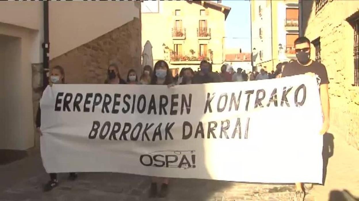 Una imagen de la celebración de hoy en Alsasua contra la Guardia Civil