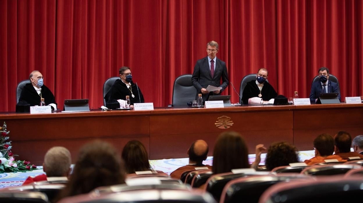 Feijóo, durante su intervención este viernes en la UDC