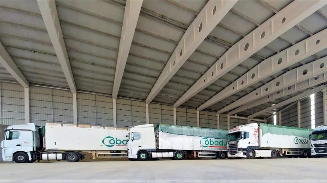 Camiones de Cobadú con la carga para los ganaderos de Ávila