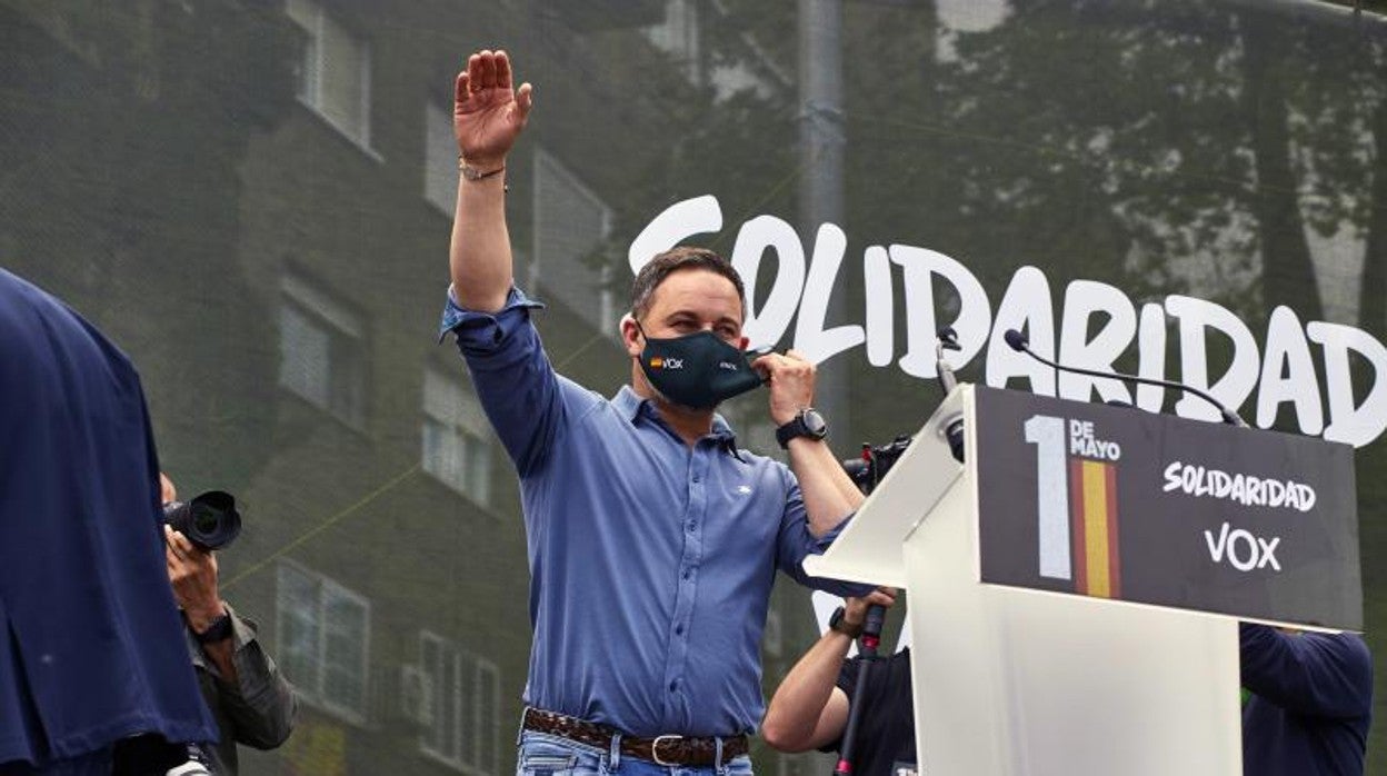 Santiago Abascal, presidente de Vox, durante un acto del sindicato Solidaridad