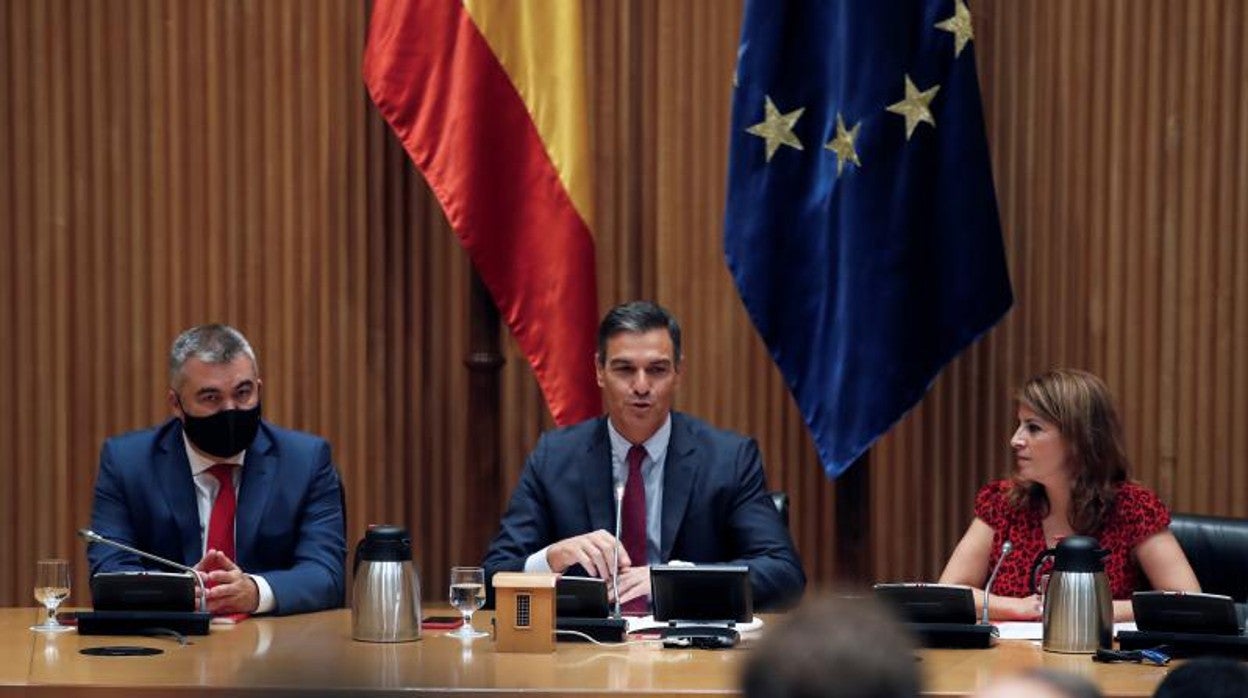 El presidente del Gobierno, Pedro Sánchez, este miércoles en el Congreso