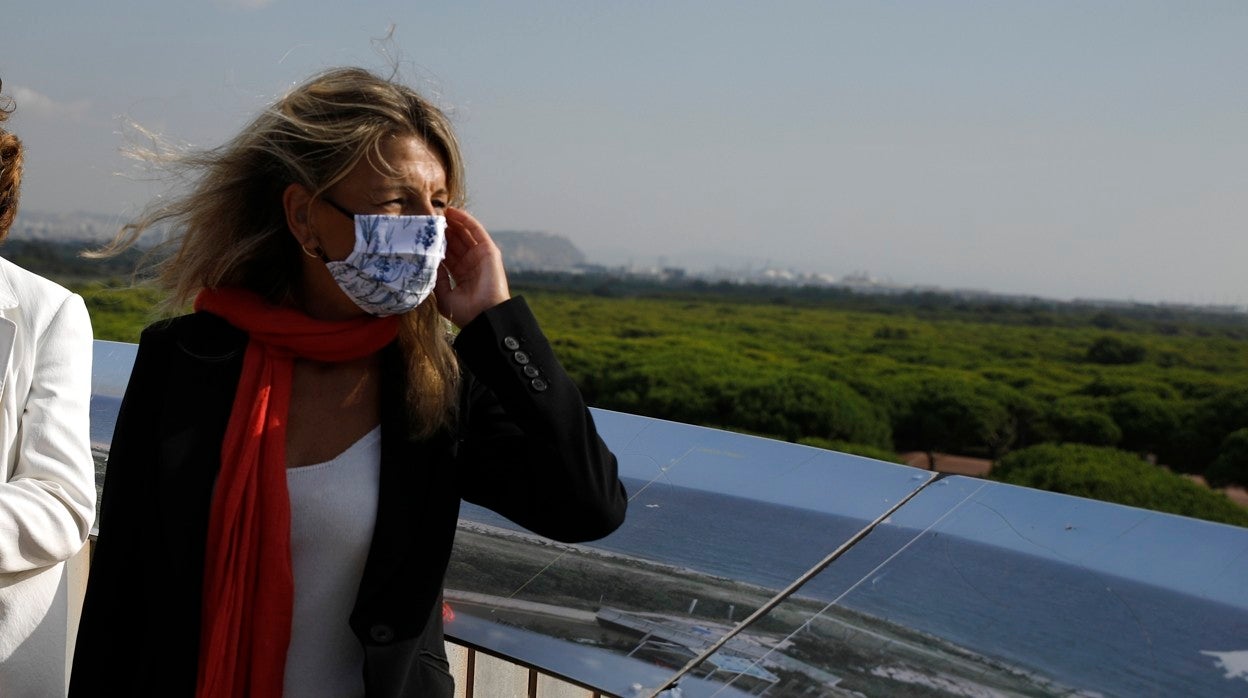 Yolanda Díaz, este jueves durante su visita a La Ricarda