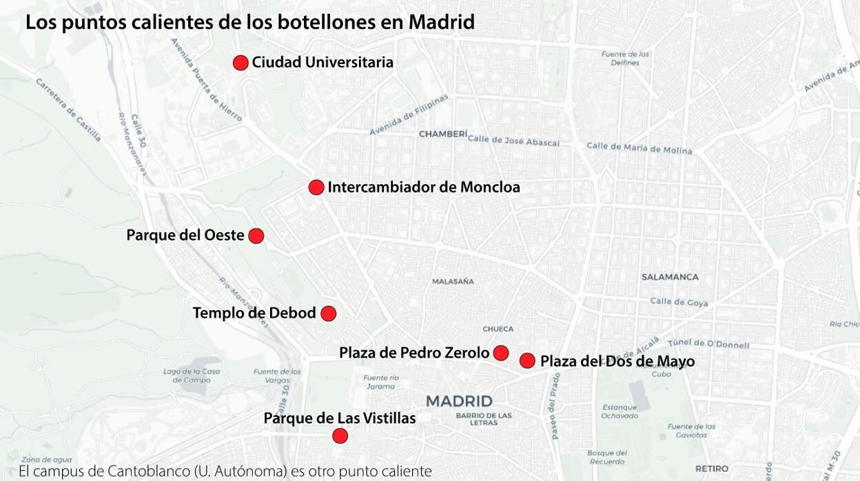 Guerra al alcohol en la calle: los puntos calientes del botellón en Madrid