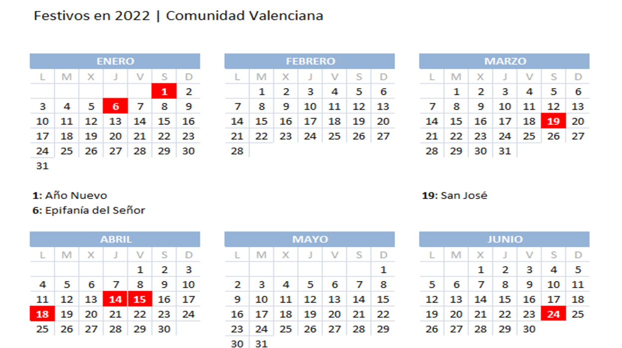 Festivo En Valencia 2023 Calendario laboral 2022 en Valencia: los catorce festivos y todos los  puentes para el próximo año