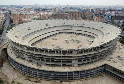 Imagen de archivo de las obras del Nuevo Mestalla, paradas desde hace doce años