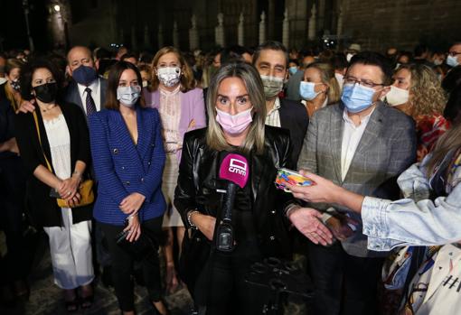 La alcaldesa de Toledo, Milagros Tolón, minutos antes de comenzar 'Luz Toledo'