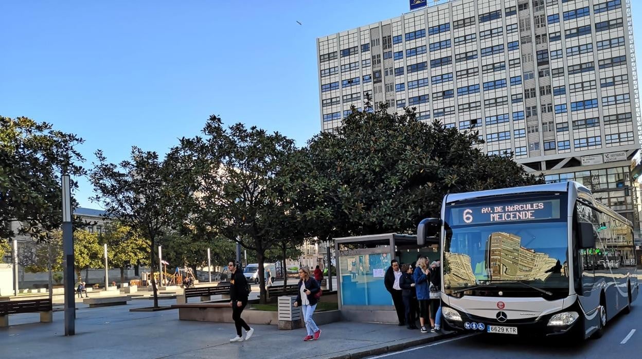 Un autobús urbano en La Coruña