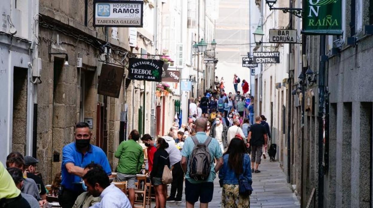 Ambiente en las calles de Santiago de Compostela este verano