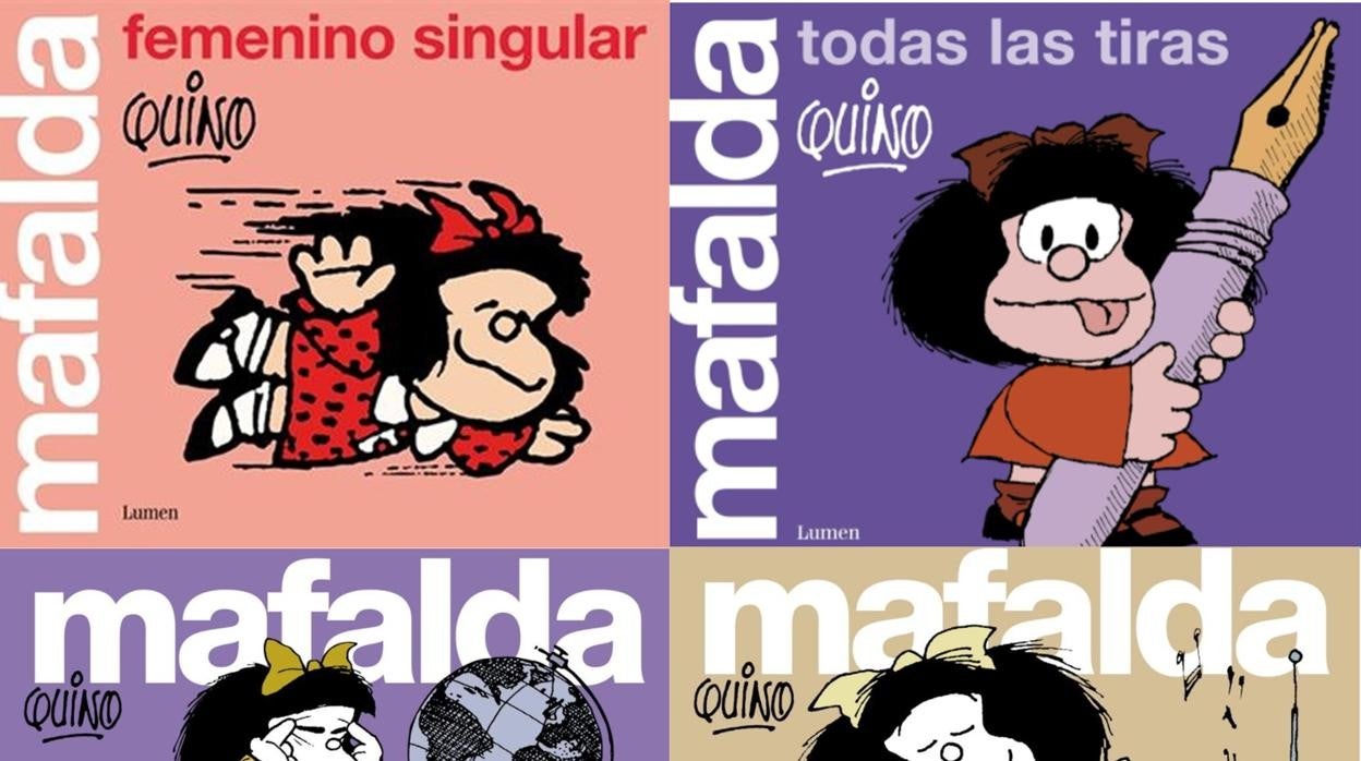 Imagen de las ilustraciones de Mafalda expuestas en el Puerto de Valencia