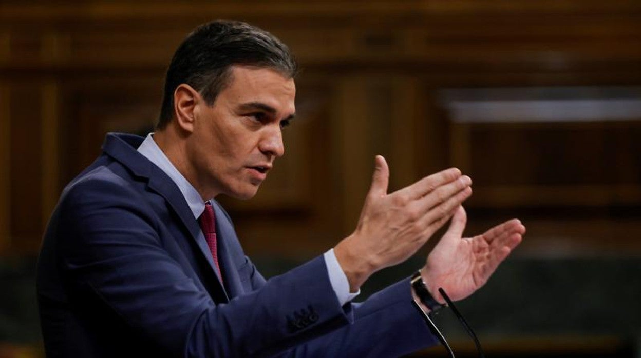 El presidente del Gobierno, Pedro Sánchez, este miércoles en el Congreso