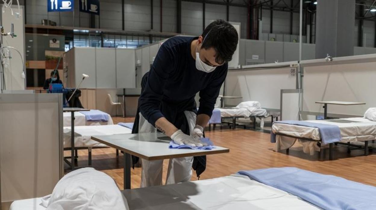 Ültimos pacientes en el hospital provisional de IFEMA
