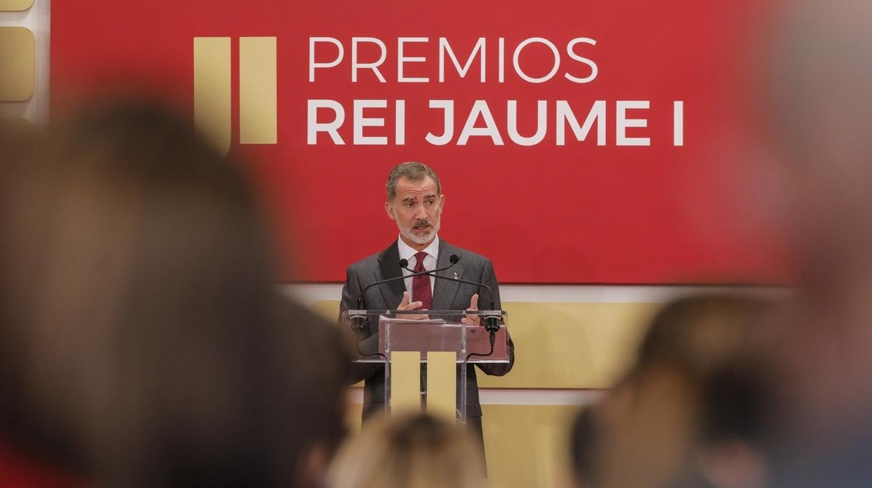 Imagen del Rey Felipe VI este viernes en Valencia durante la entrega de los Premios Rei Jaume I