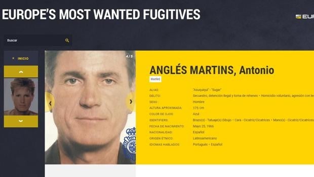 Europol incluye a Antonio Anglés con su nuevo aspecto en la actualización de la lista de fugitivos más buscados