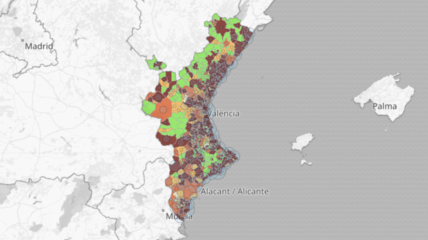 Así está el riesgo de contagio de coronavirus por municipios en la Comunidad Valenciana