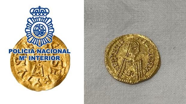 La Policía Nacional recupera en León una moneda visigoda de oro «única» datada en el siglo VII