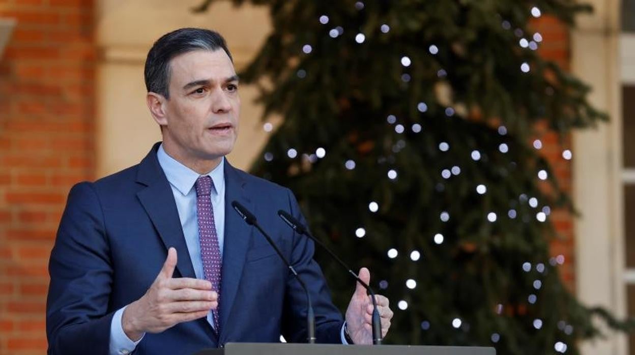 Pedro Sánchez durante su declaración institucional para explicar la marcha del Ejecutivo del ministro de Universidades