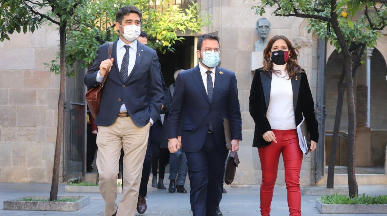 Pere Aragonès, hoy, antes del inicio de la reunión semanal del Govern