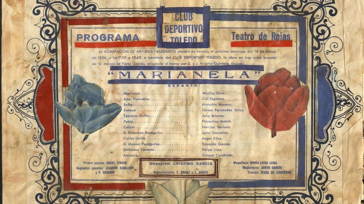 Representación de Marianela en el Teatro de Rojas dirigida por Cristino García. Función a beneficio del C.D. Toledo el 14 de marzo de 1954. Archivo Municipal de Toledo