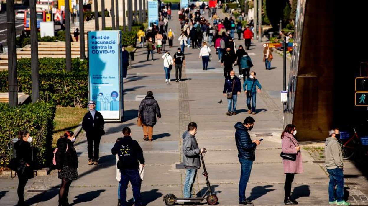 Colas esta misma semana en el punto de vacunación de Fira de Barcelona