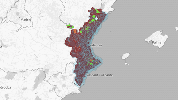 Lista de todos los municipios de la Comunidad Valenciana en riesgo extremo por el coronavirus