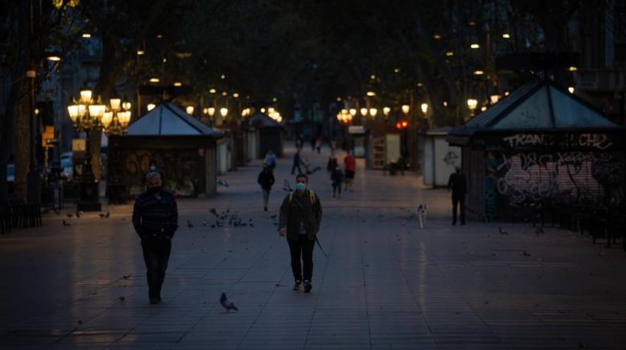 La Ramblas de Barcelona, durante el confinamiento