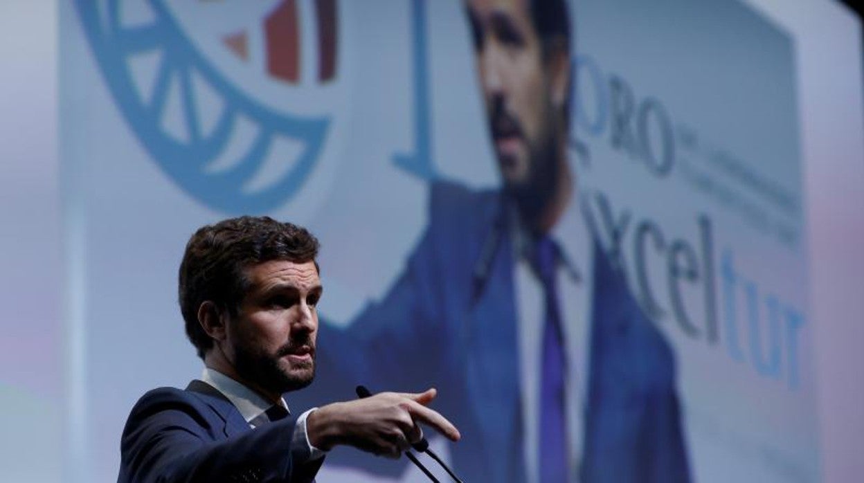 Pablo Casado, este martes en el Foro de Exceltur.