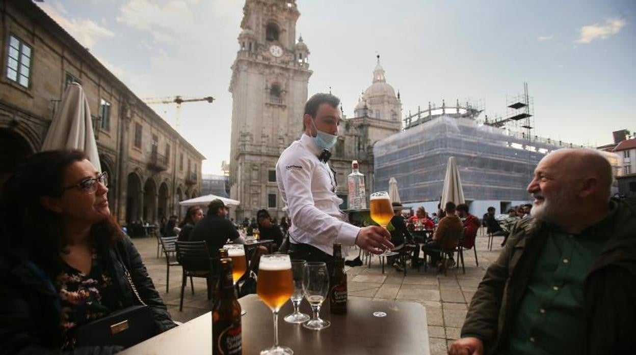 Ambiente en la plaza de A Quintana en Santiago de Compostela