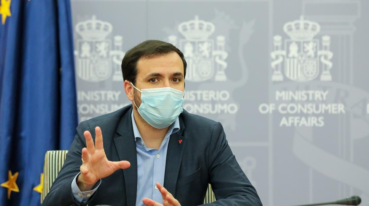 Alberto Garzón, el pasado martes durante una reunión en el Ministerio de Consumo