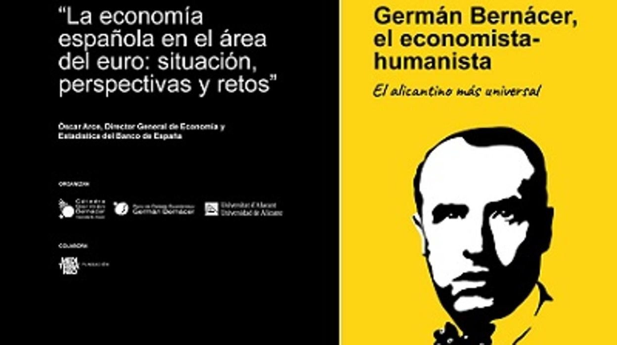 Cartel anunciador de las actividades sobre Germán Bernácer en la Universidad de Alicante