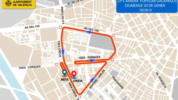 Calles cortadas y líneas de la EMT desviadas en Valencia para el domingo 30 de enero