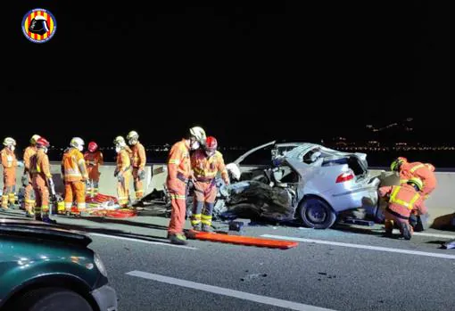 Accidente de tráfico en la A-7 a su paso por Rotglà i Corberà (Valencia)