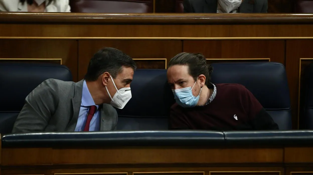 Sánchez e Iglesias en el Congreso, cuando el segundo era vicepresidente
