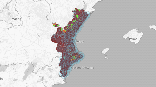 Listado de los 480 municipios valencianos que siguen en riesgo muy alto de propagación por el coronavirus
